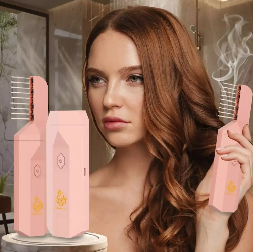 مبخرة شعر الكترونية (وردية اللون)